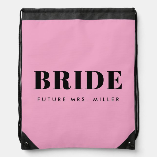 Modern Pink Bachelorette Future Mrs Bride Drawstring Bag (Front)