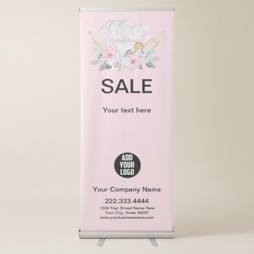 Modern Pink Baking and Cooking Sale Retractable Ba Retractable Banner