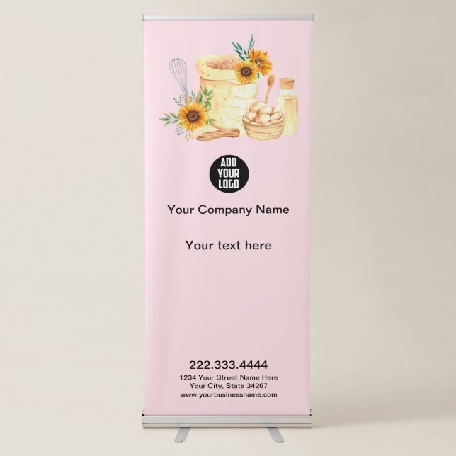 Modern Pink Baking & Cooking Retractable Banner (Front)