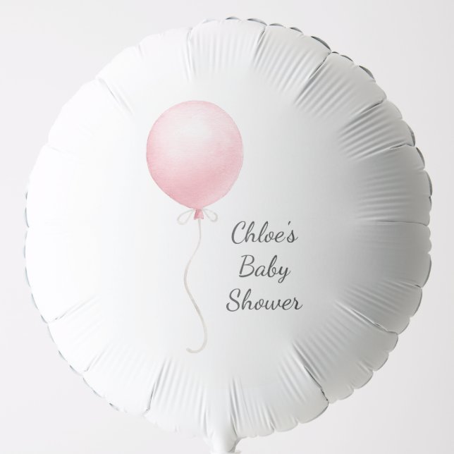 Modern Pink Balloon Girl Baby Shower (Front)