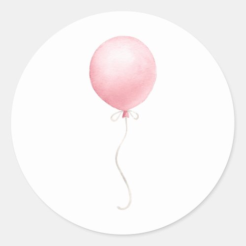 Modern Pink Balloon Girl Baby Shower Classic Round Sticker