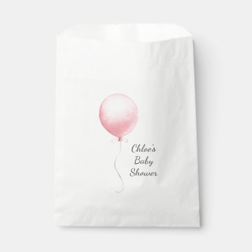 Modern Pink Balloon Girl Baby Shower Favor Bag