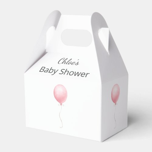 Modern Pink Balloon Girl Baby Shower Favor Boxes