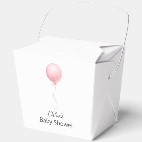 Modern Pink Balloon Girl Baby Shower Favor Boxes