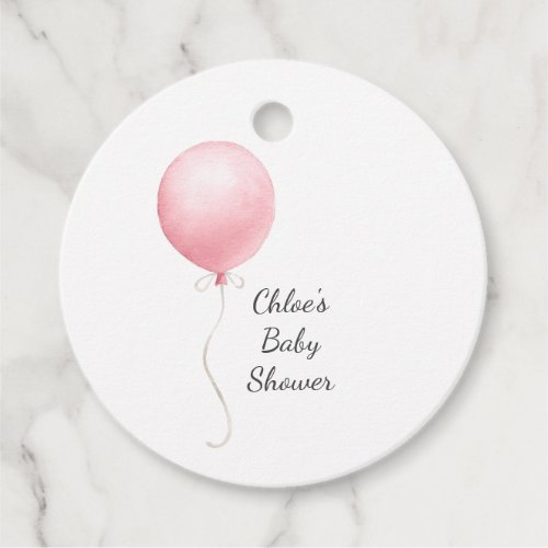 Modern Pink Balloon Girl Baby Shower Favor Tags