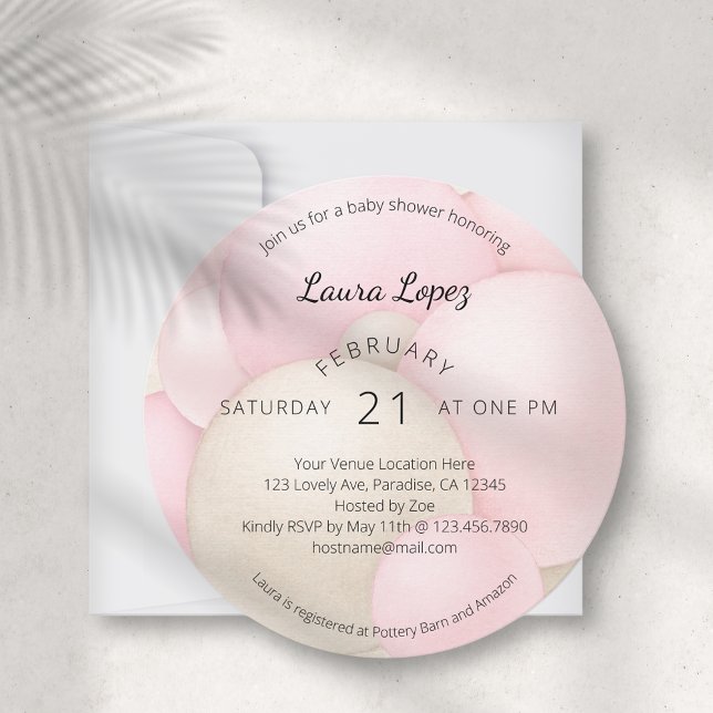 Modern Pink Balloons Baby Shower Invitation (Creator Uploaded)