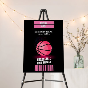 Modern Pink Basketball Ticket Ball Baby Shower Foam Board