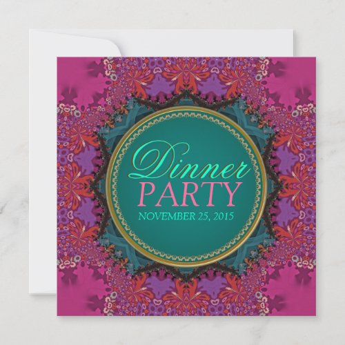 Modern Pink Batik Dinner Party Invitation