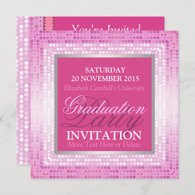 Modern Pink Beauty Graduation Party Invitation (Front/Back)