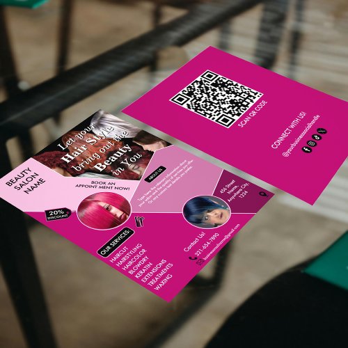 Modern Pink Beauty Hair Services Salon Customized  Flyer