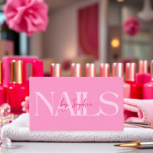 Modern Pink Beauty Nail Salon Business Card
