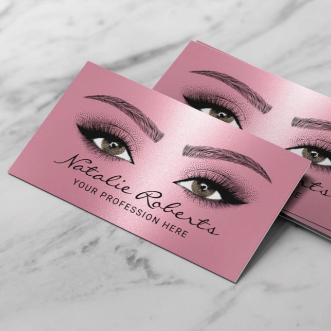 Modern Pink Beauty Salon Eyelash Microblading Business Card (Creator Uploaded)