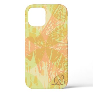 Modern Pink Bee and Monogram iPhone 12 Case