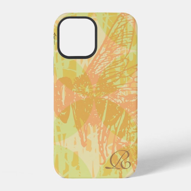 Modern Pink  Bee and Monogram Iphone Case (Back)