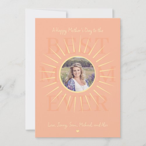 Modern pink best mom ever Mothers Day beige card