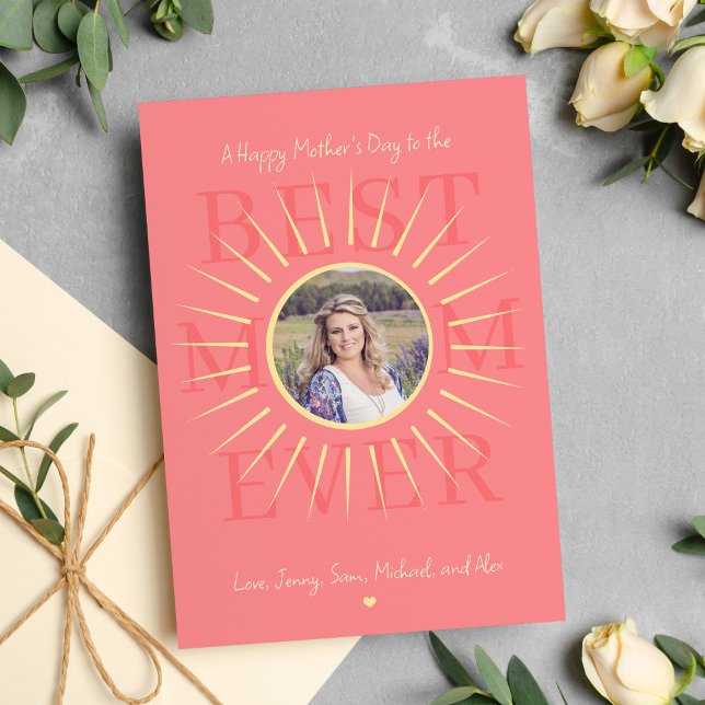 Modern pink best mom ever Mother's Day pink card (Creator Uploaded)