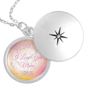 Modern Pink Best Mom Ever Mothers Day Template Locket Necklace