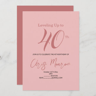 Modern Pink Birthday Invitation