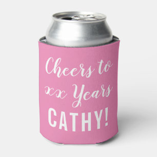 Modern Pink Birthday Party Cheers Can Cooler