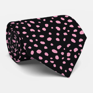 Modern pink black abstract dot spots neck tie
