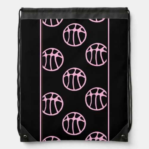 Modern Pink Black Basketball Balls Girly Drawstring Bag - Modern Pink Black Basketball Balls Girly Drawstring bag. Great for a girl who loves basketball.