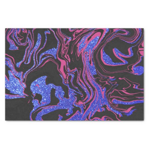 Modern Pink Black Blue Glitter Marble Pattern Tissue Paper