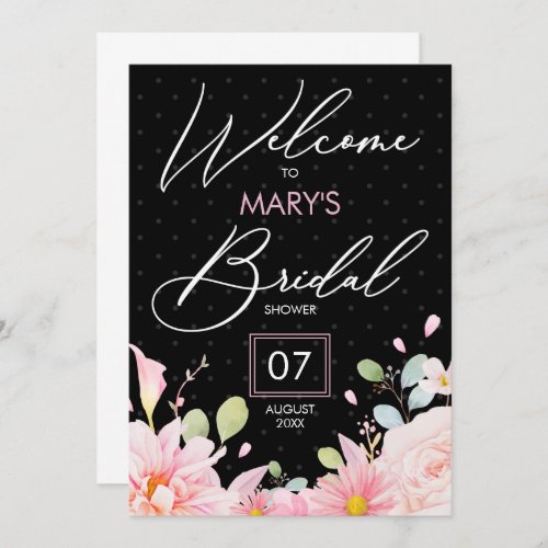 Modern pink black bridal shower party budget invitation