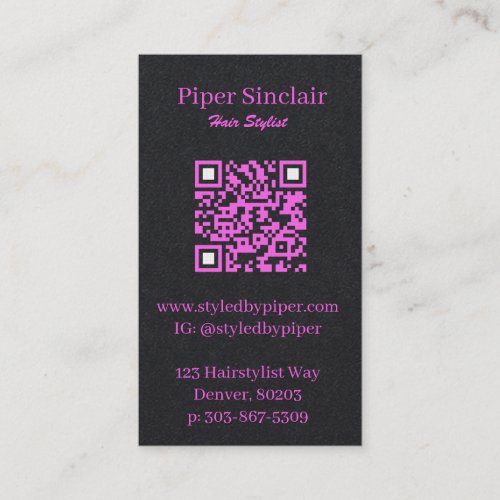 Modern Pink  Black Business Card