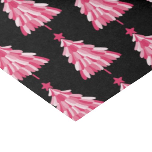 Modern Pink Black Christmas Tree Pattern Tissue Paper