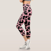 Modern Pink Black Cow Spots Print Cowgirl