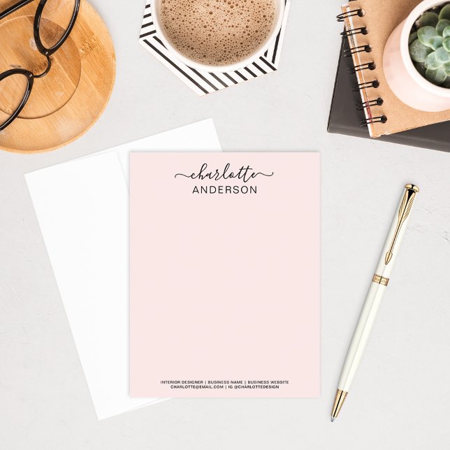Modern Pink Black Custom Calligraphy Name Business Note Card (Creator Uploaded)