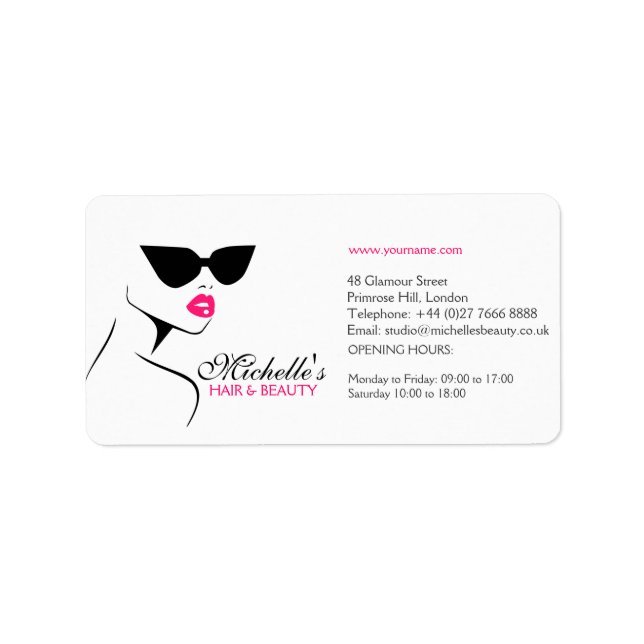 Modern Pink Black Fashion Girl with Eyeglasses Label (Front)