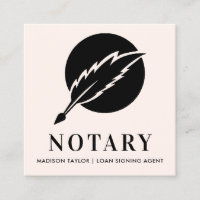 Modern Pink Black Feather Quill Nib Public Notary
