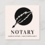 Modern Pink Black Feather Quill Nib Public Notary Square Business Card