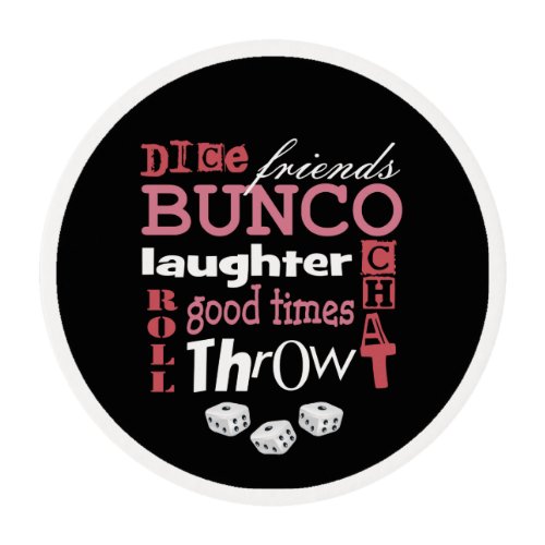 Modern Pink Black Fun Bunco Edible Frosting Rounds