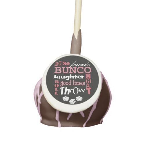 Modern Pink Black Fun Bunco Party Cake Pops