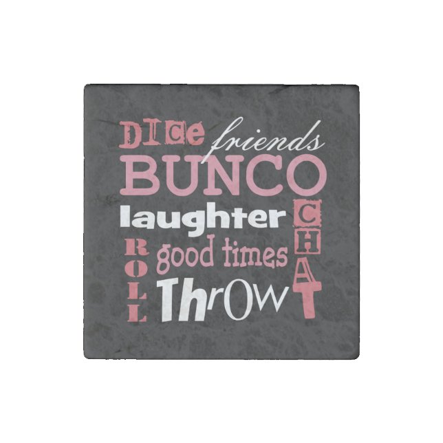 Modern Pink Black Fun Bunco Stone Magnet (Front)