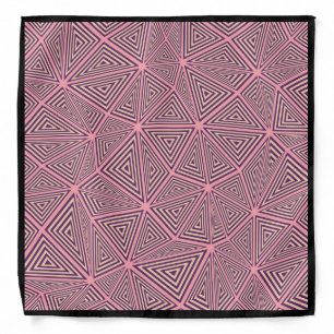 Modern Pink & Black Geometric Pattern Black Border Bandana
