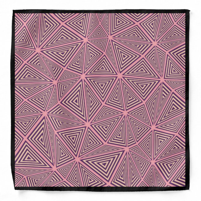 Modern Pink & Black Geometric Pattern Black Border Bandana (Front)