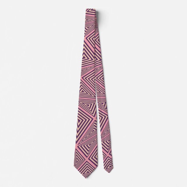 Modern Pink & Black Geometric Pattern Men's Neck Tie (Front)