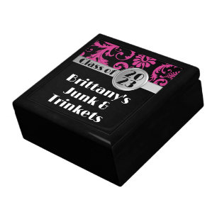 Modern Pink, Black, Gray Damask Class of 2023 Gift Box