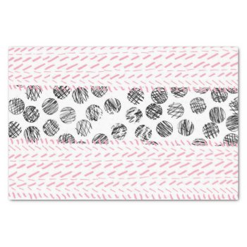 Modern Pink Black Hand Drawn Dots Brushstrokes Tissue Paper by pink_water at Zazzle