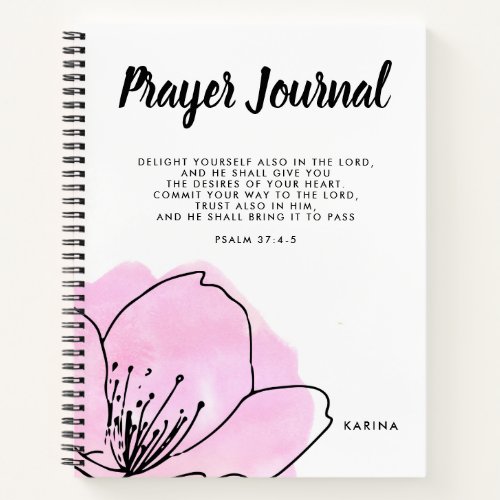 Modern Pink  Black Large Personalized Prayer Notebook