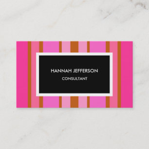 Modern Pink Black Minimalist Feminine Professional Business Card