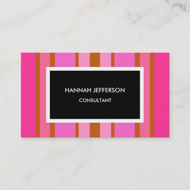 Modern Pink Black Minimalist Feminine Professional Business Card (Front)