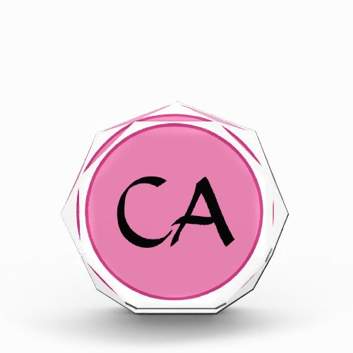 Modern Pink Black Monogram Initials Personalized L Photo Block