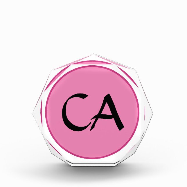 Modern Pink Black Monogram Initials Personalized L Photo Block (Front)