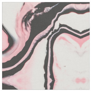 Modern Pink Black Painted Marble Pattern Fabric