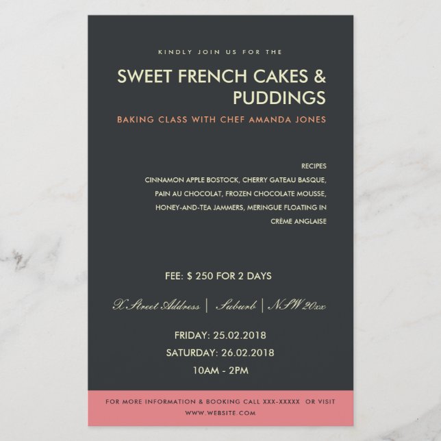 MODERN PINK BLACK PHOTO TEMPLATE CLASSES WORKSHOP FLYER (Front)