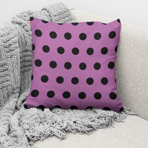 Modern Pink Black Polka Dots Pattern Throw Pillow